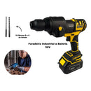 Kit Ferramentas 5 em 1 Furadeira Parafusadeira Motoserra Chave Impacto a Bateria 48V Com Maleta